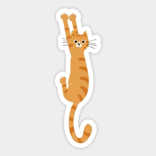 Orange Tabby Cat Hanging On Sticker